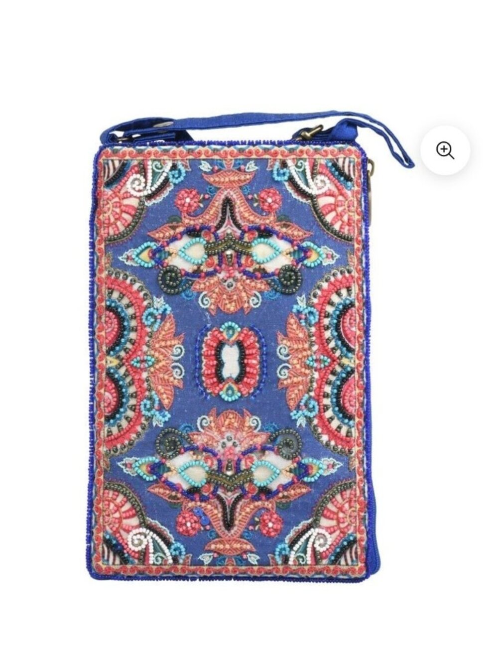 Bamboo Trading Company Club Bag Bucha Ukrainian Blue Beaded Crossbody Purse